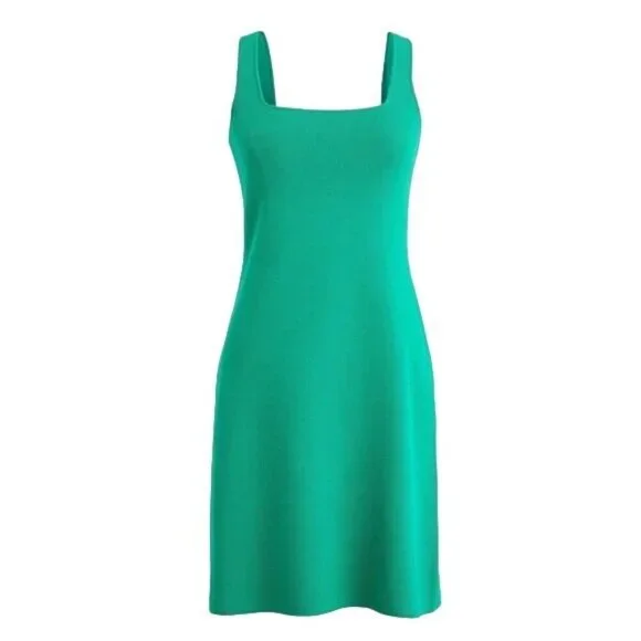 J. Crew Square Neck Knit Green Sleeveless Mini Dress - Picture 1 of 7